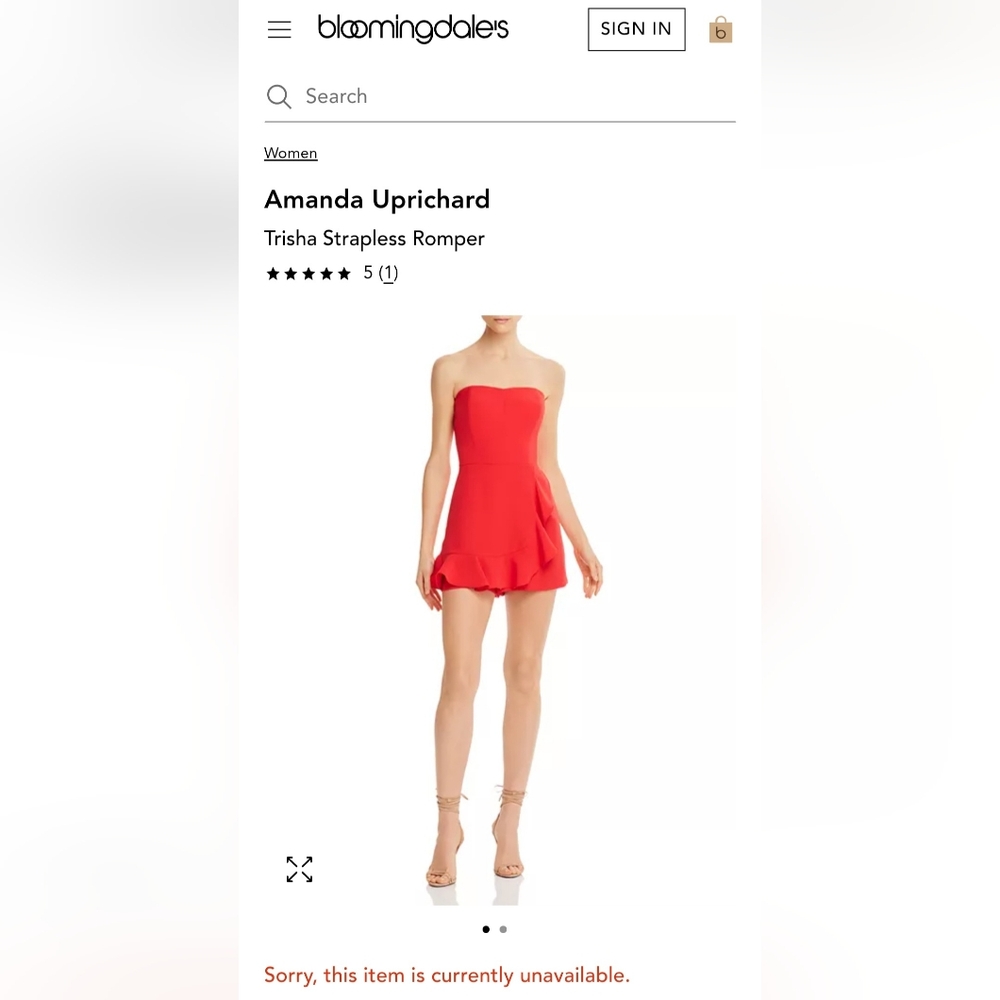 Amanda Uprichard Pink Strapless Romper